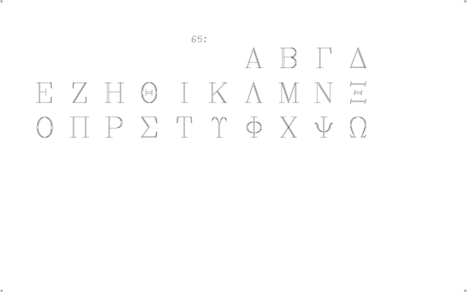 hershey occidental glyphs range 65