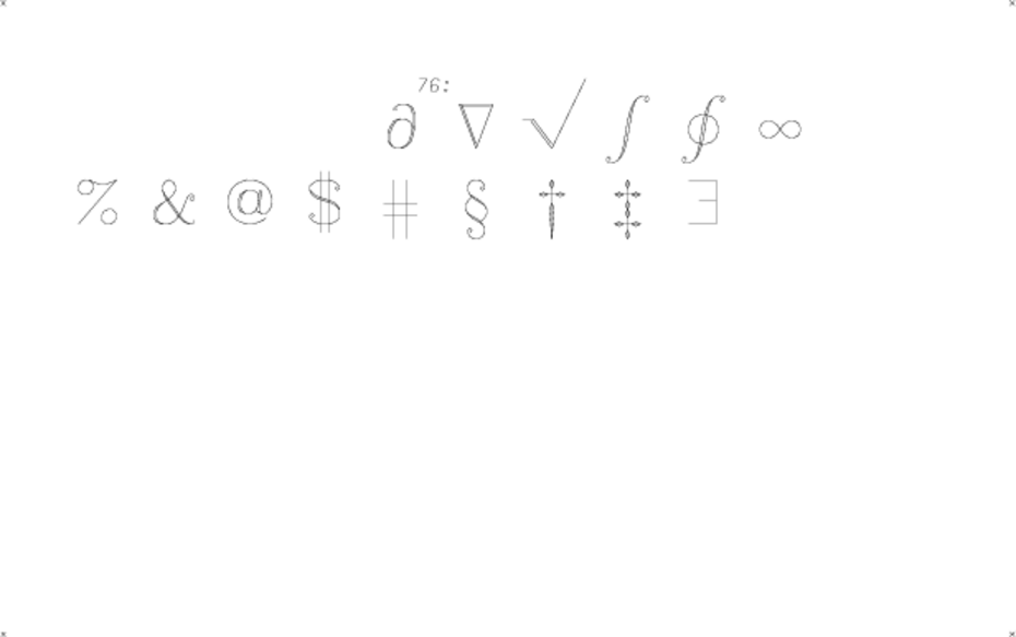 hershey occidental glyphs range 76