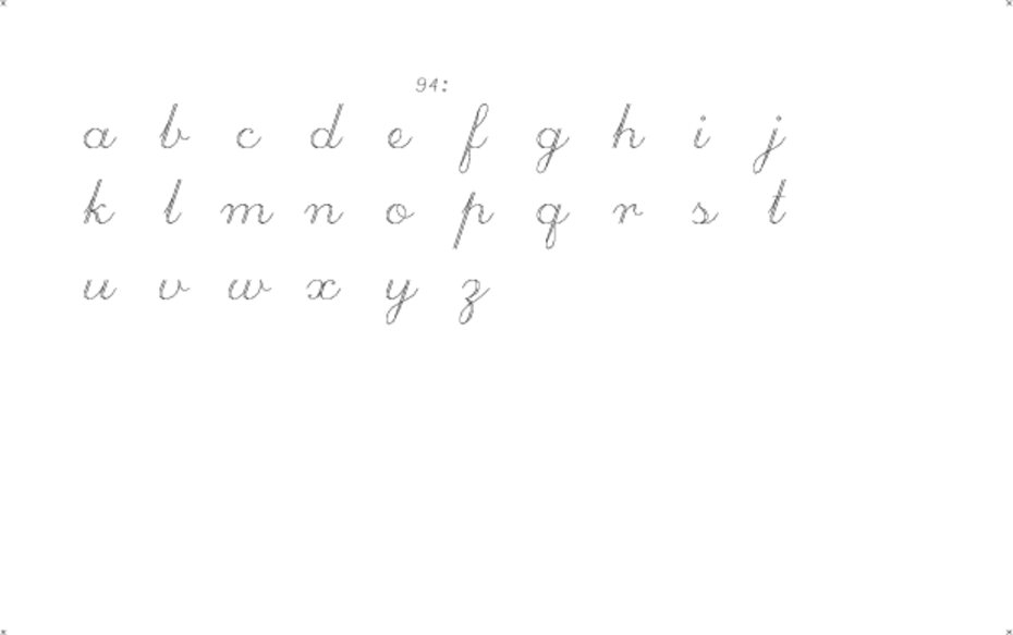 hershey occidental glyphs range 94